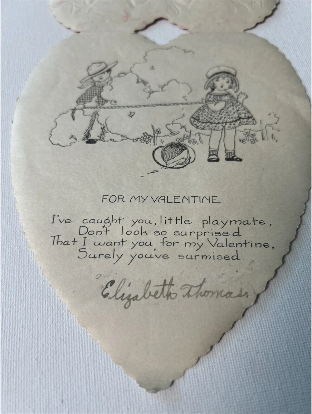 Antique Whitney Made Worcester Mass Mechanical Valentine Card Die Cut 1920s  N-2